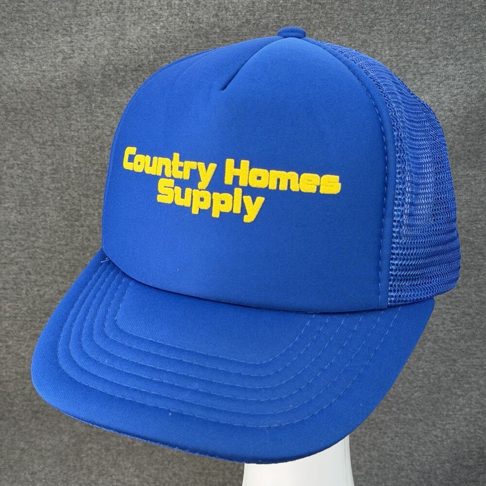 Vintage Country Homes Supply Trucker Snapback Hat Cap Blue & Yellow Size M/L